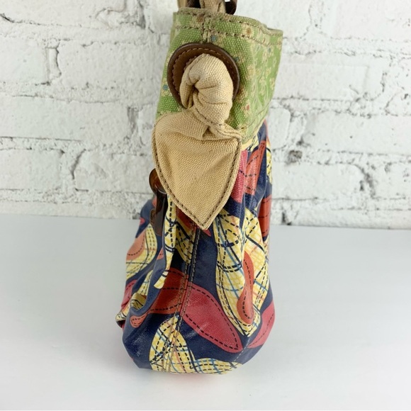 Fossil Floral Coated Canvas Shoulder Bag Hobo Purse - Picture 4 of 10